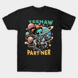 Yeehaw Partner Space Cowboy Alien T-Shirt